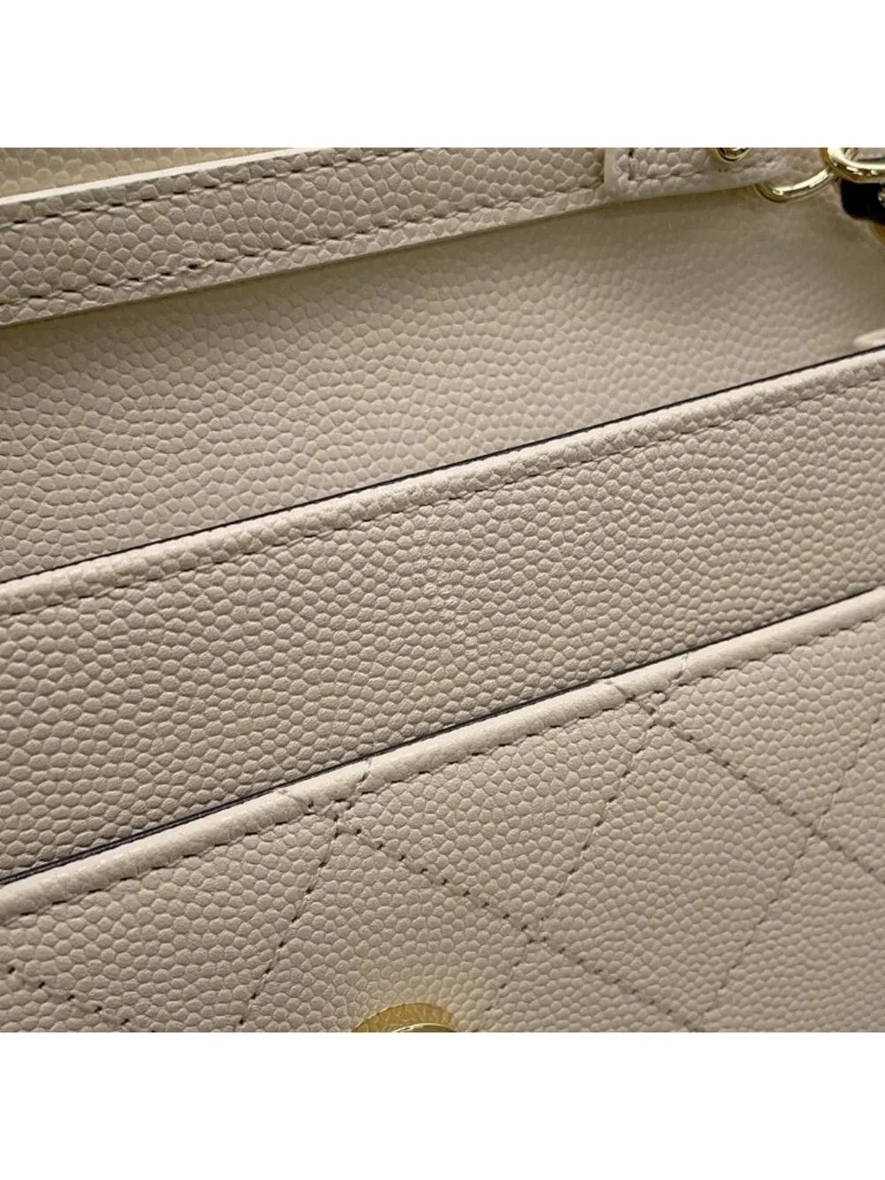 Chanel Chain Wallet CC Logo Caviar Leather Black Shoulder Bag